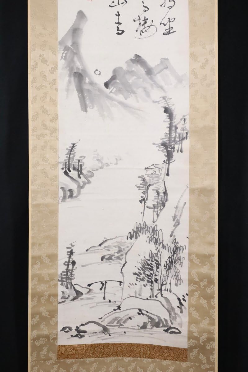 掛軸 美術品 山水画賛 骨董 掛け軸 掛軸 掛け軸 山水画賛 高美堂（こう